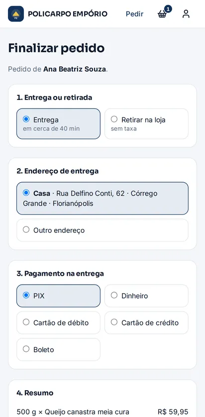 Pagamento e confirmação